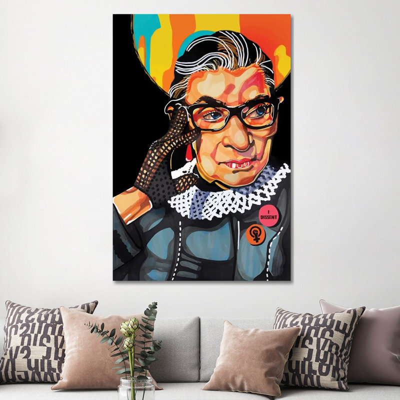 Ruth Bader Ginsburg - impression d'art graphique, Toile tendue, Pas de tapis, H 40 po x l 60 po x 1,5 po