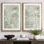 Abstrait botanique «feuilles de palmier tropical vert sauge délavé, images murales minimalistes modernes et simples, impression sur toile encadrée 2 pièces, ensemble de 16 x 24 x 2, 24 x 36 x 2-92285722-119463645-92285721