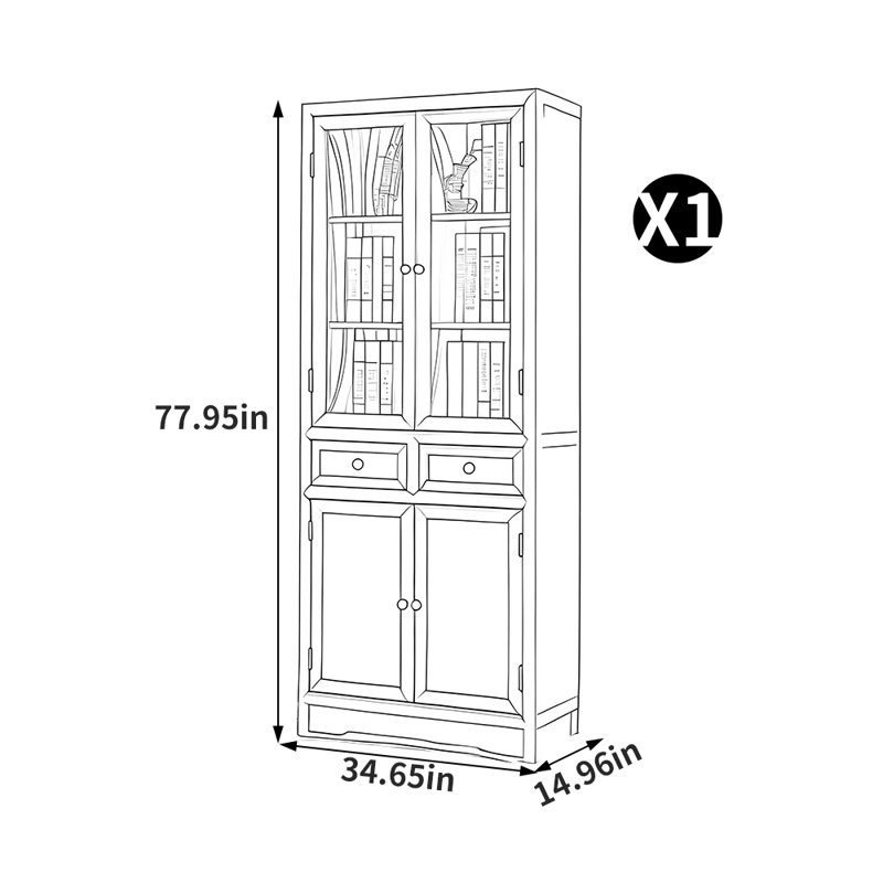 Bibliothèque de rangement style européen, Brun