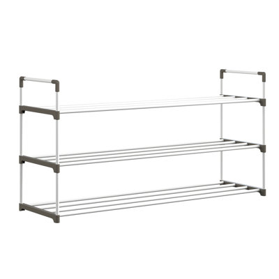 SR1001 Shoe Rack - 3-Tier Shoe Organizer for Closet, Bathroom, Entryway - Shelf Holds 15 Pairs Sneakers, Heels, Boots by Home-Complete