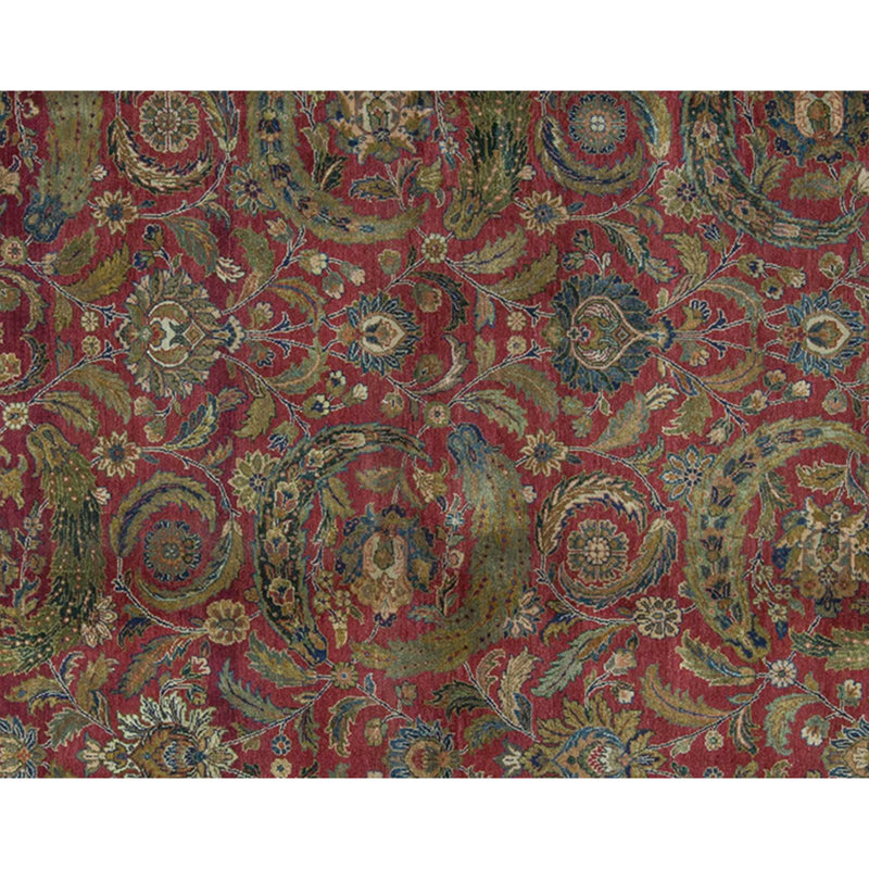 Tapis brun et rouge de haute qualité noué à la main