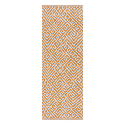 Geometric Area Rug in Orange/Ivory