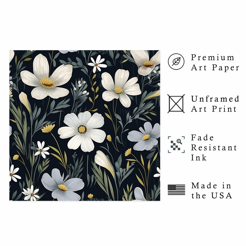 Impression florale sans cadre, H 16 po x l 16 po