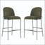 Ensemble de 2 tabourets de bar en métal bronze antique avec siège en tissu vert-1425209398