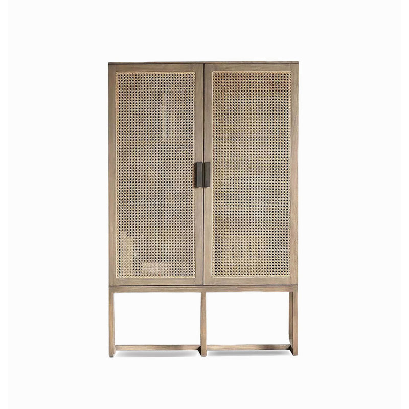Retro Rattan Large-Capacity Pantry Cabinets