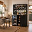 Mini-armoire-bar pour réfrigérateur, portes en verre avec prise de courant, noir