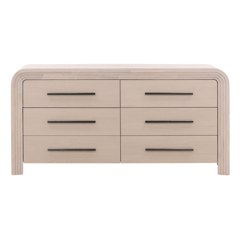 Portland 6-Drawer Rubberwood Dresser, Bleach Natural