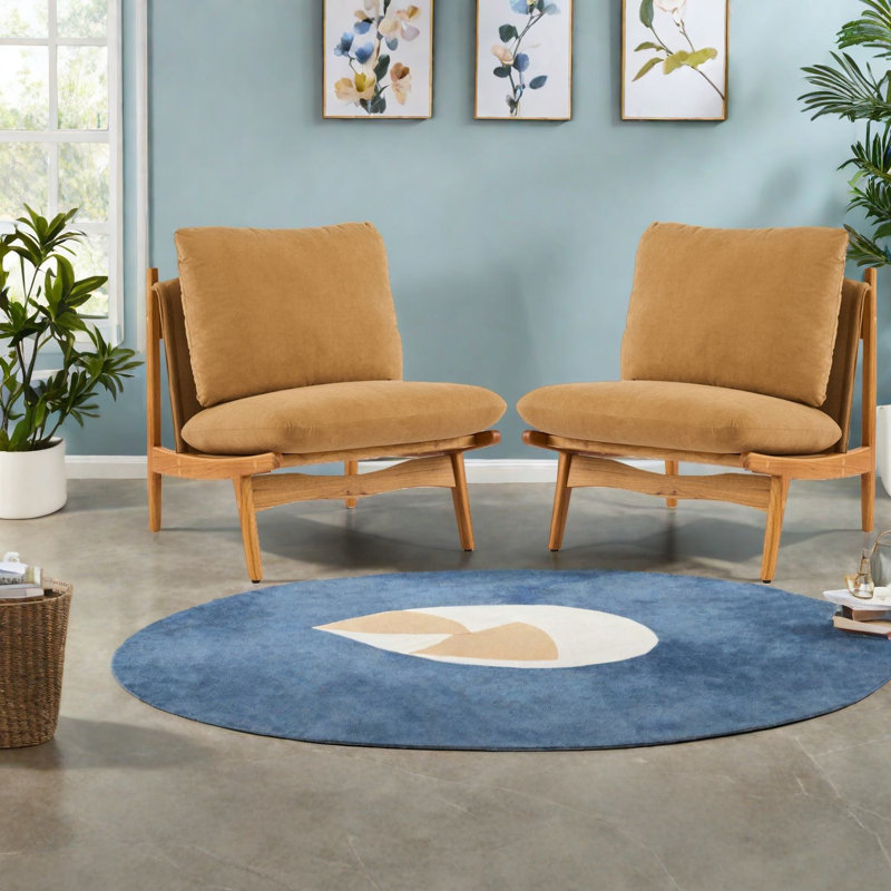 Chaises d'appoint moka durables, structure en bois massif, style Mid-Century pour le salon