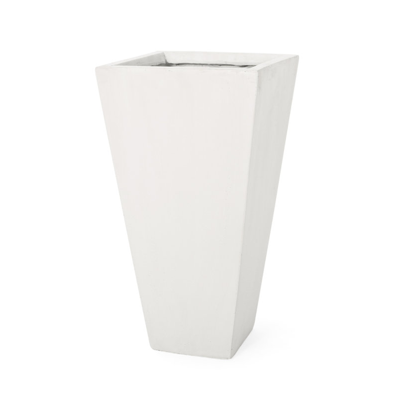 Modern 13" Outdoor Planter, White - Create A Beautiful Environment Cast Stone Planter For And Elegant Areas, White