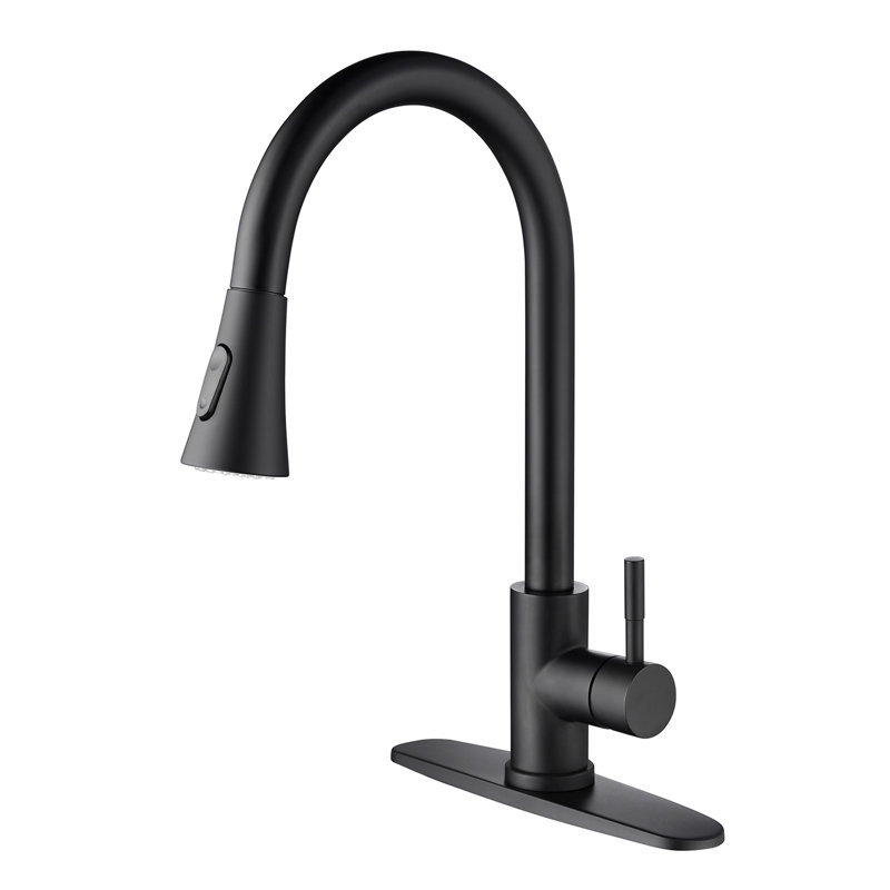 Kitchen Pull Out Spray Faucet Matte Black: Stainless Steel, 360 Rotating Head, Corrosion Coating, Easy Water Control With Single Handle For Different Tasks In Various Spaces And Settings Black