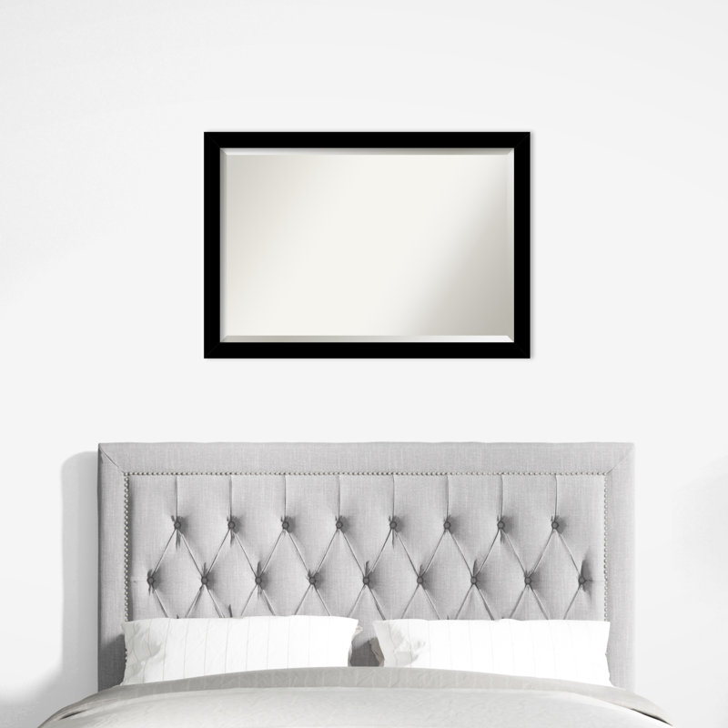 Jimma Wood Wall Mirror, 27.25" x 39.25", Black
