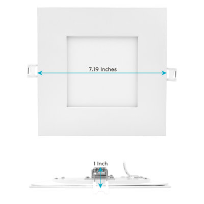 Éclairage encastré carré ultra-mince à DEL de 6 po 5 options de température de couleur à intensité variable 12 W, homologué IC, homologué ETL Canless, emballage de 6