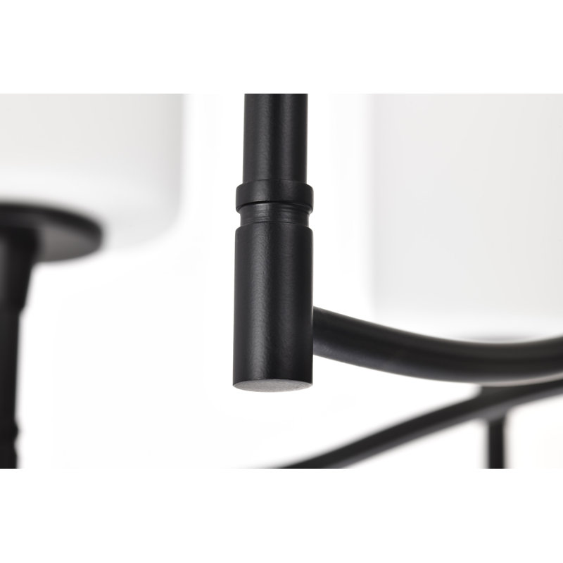 Lustre en verre opale Liam, H 16,38 po x l 25 po x P 25 po, Noir mat, Six lumières