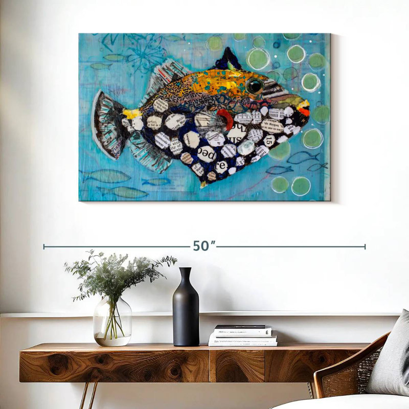 Brampt Clown Triggerfish, 26" H x 39" W