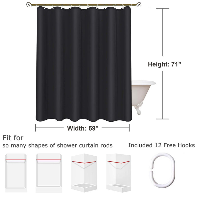 Shower Curtain with Hooks Included