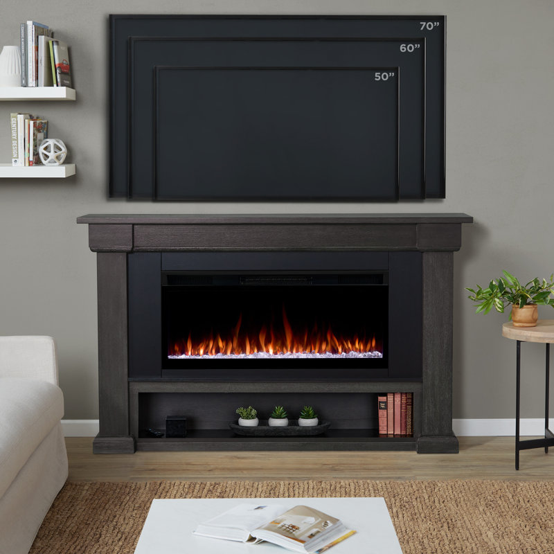 Foyer électrique d'extérieur Bristow 66 "par Real Flame, Bois patiné, Intelligent