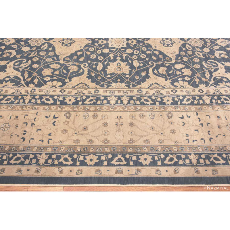 Tapis bleu traditionnel surdimensionné à motif oriental bleu Agra