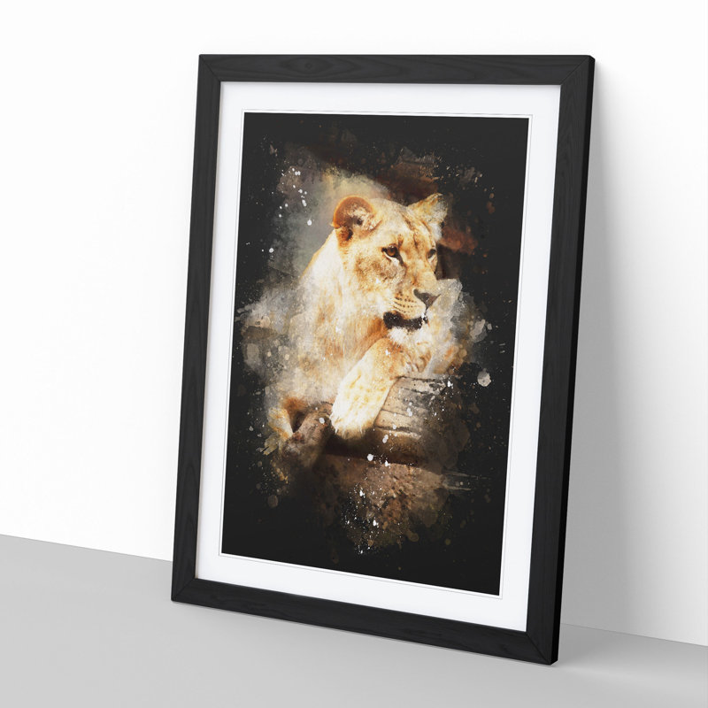 Lioness - Framed Print, Black Framed, 65cm H x 48cm W x 2cm D