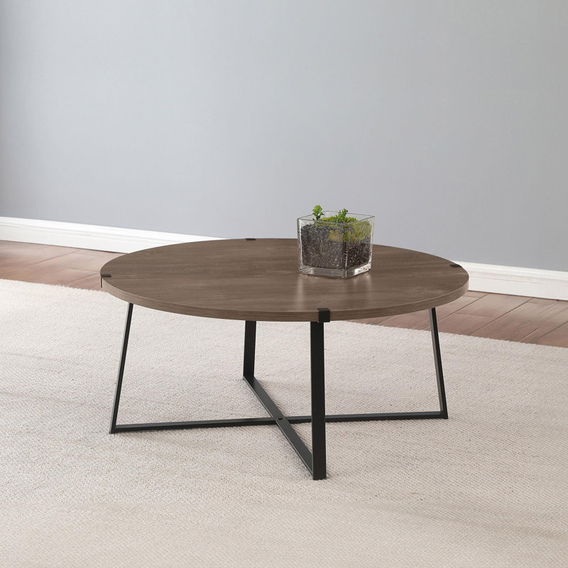 Round Engineered Wood Coffee Table Grey