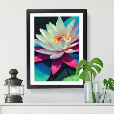 Watercolour Water Lily Flower - Single Picture Frame Print