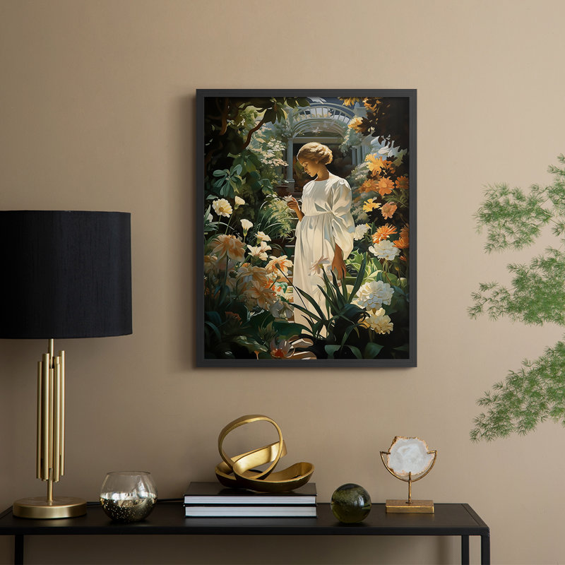 «WOMEN Series Dxxxx» - reproduction encadrée de qualité supérieure - prête à être accrochée - aucun clou requis, Noir