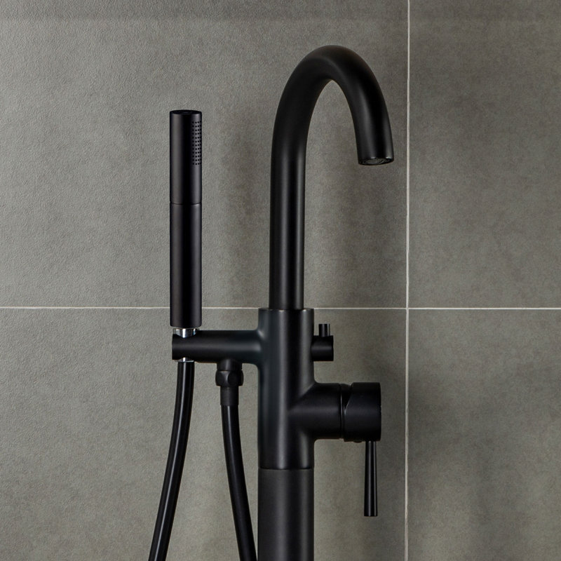 Ember 1 Handle Freestanding Tub Filler with Diverter, Matte Black