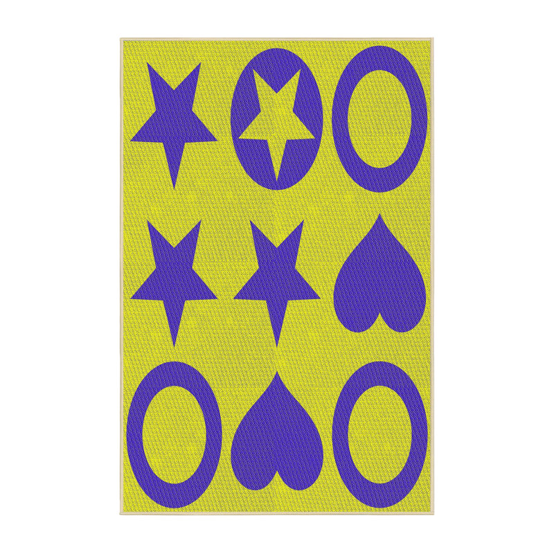 Tapis jaune/mauve à motifs Kempston, Rectangle 5 pi x 7 pi