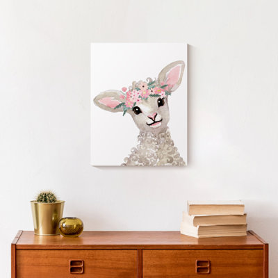 Lamb with Flower Crown Canvas Print