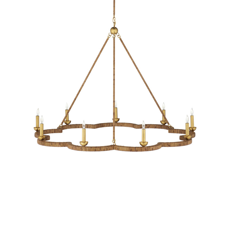 Savoie 9 - Light Wrought Iron/Rattan Chandelier by Suzanne Dui