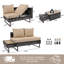  Ensemble modulaire de patio à tissage en diamant pour 6 personnes, table extensible avec seau à glace, siège escamotable-495692787
