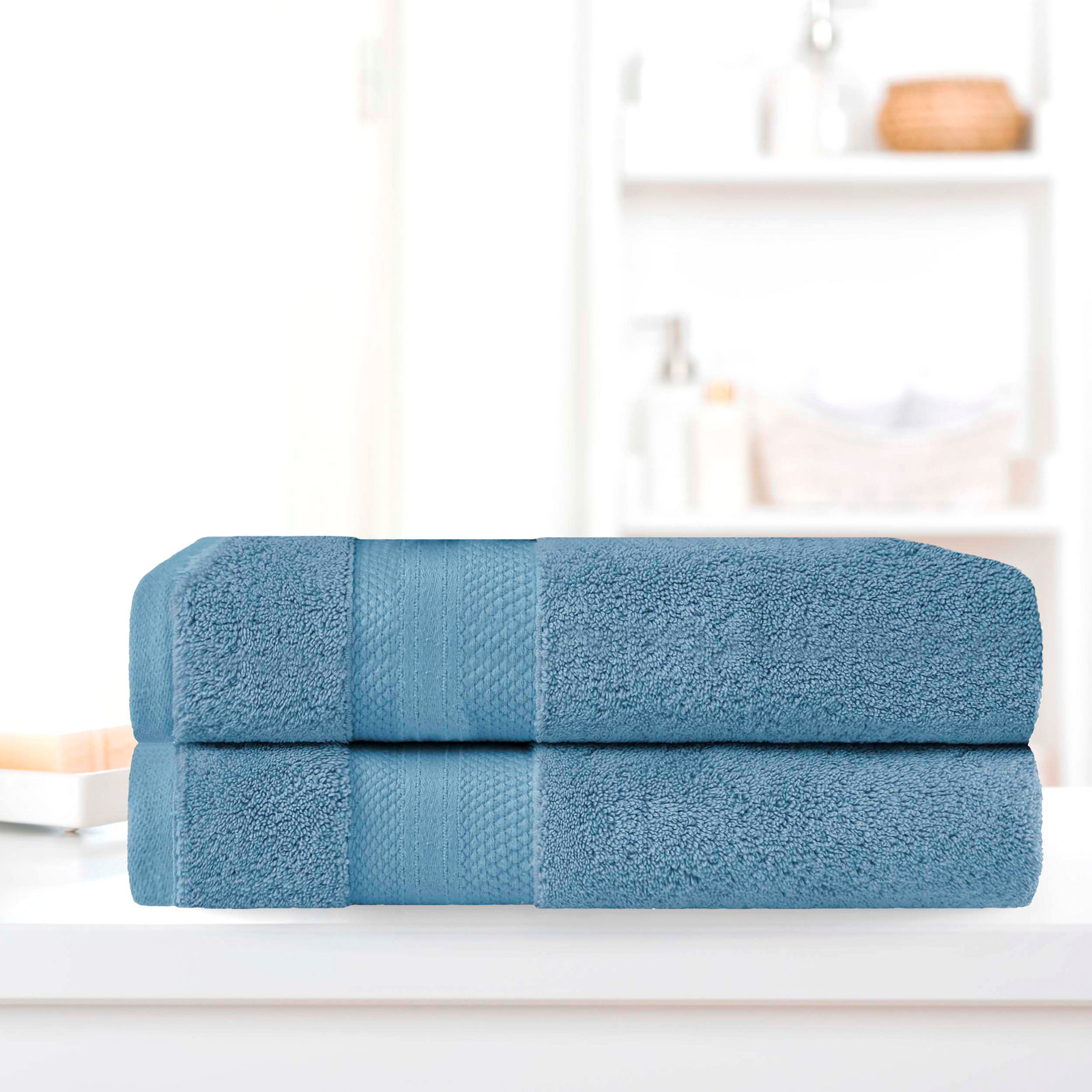 Finnian Ultra-Plush Heavyweight, 100% Turkish Towel Collection, Denim Blue, Bath Sheets - 2 Pack