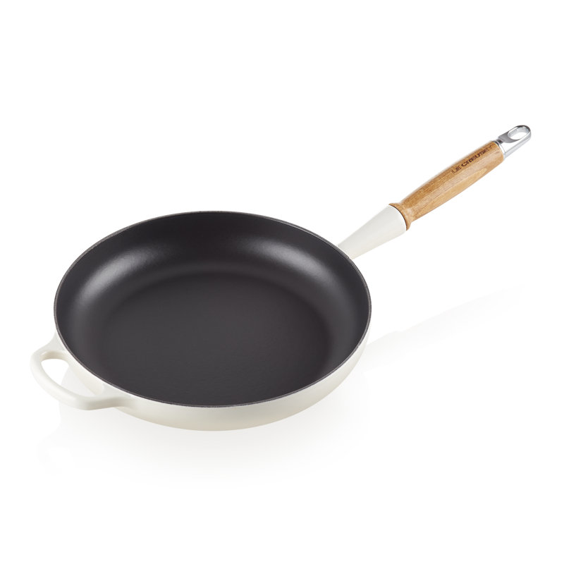 Le Creuset Signature Cast Iron Frying Pan with Wooden Handle, Meringue, 28cm/2.8L