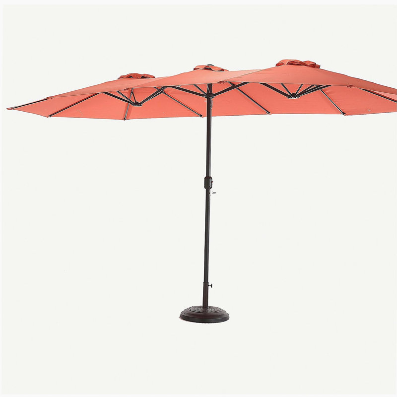 Grand parasol d'extérieur double face 14,8 pi avec manivelle (kaki) (sans base), Orange