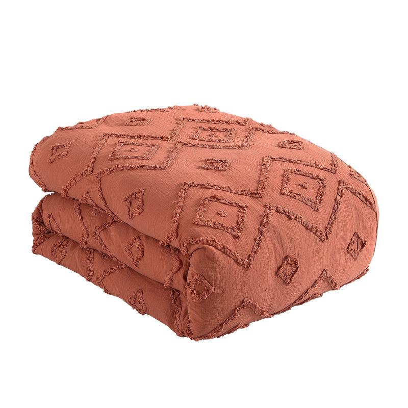 Rukai 100% Cotton Diamond Clip Jacquard 3D Fringe Texture 5-Piece Comforter Set