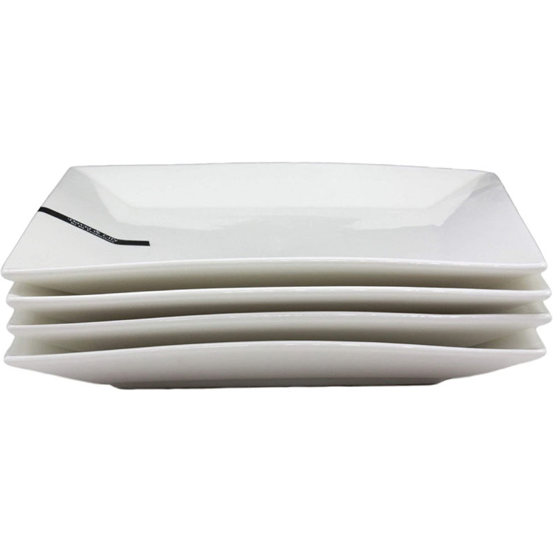 Ensemble de 4 assiettes carrées en porcelaine Ebros