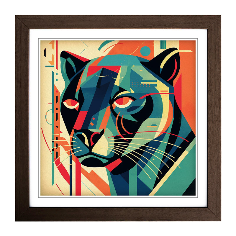 Panther Constructivism No.1 - Framed Print, Walnut