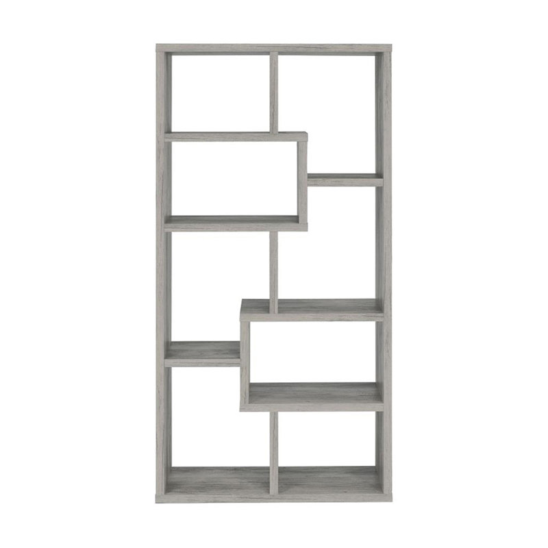Bibliothèque géométrique à 10 tablettes, Gris clair