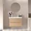 Meuble-lavabo simple mural moderne de 91 cm (36 po) au fini chêne naturel et lavabo intégrée.-510614022