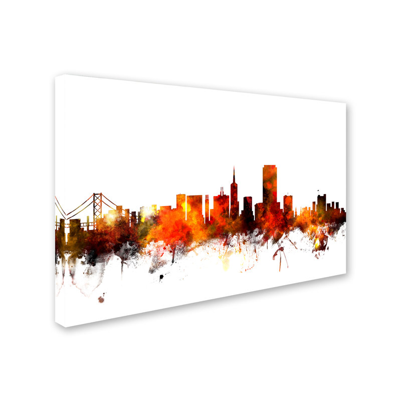 «San Francisco City Skyline III» par Michael Tompsett, impression sur toile, H 30 po x l 47 po x P 2 po