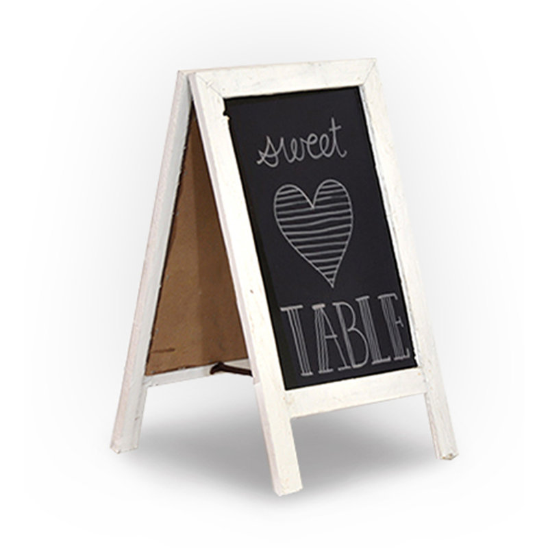 Tableau noir en bois pliable, H 1 pi 1 po x l 0,67 po, Blanc vieilli