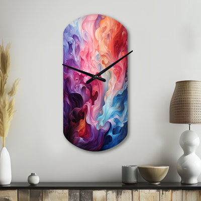 Opt Art Radiant Spectrum II - Op Art Cylinder Metal Wall Clocks, Modern Asymmetrical Wall Clock Print