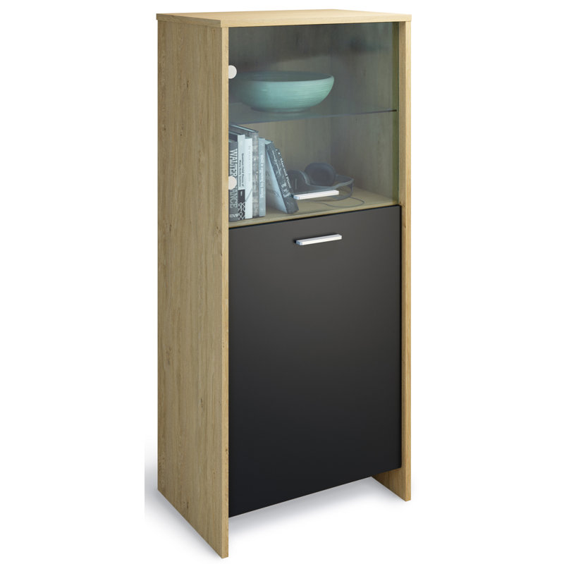 Dunnavent Display Cabinet, Black/Oak