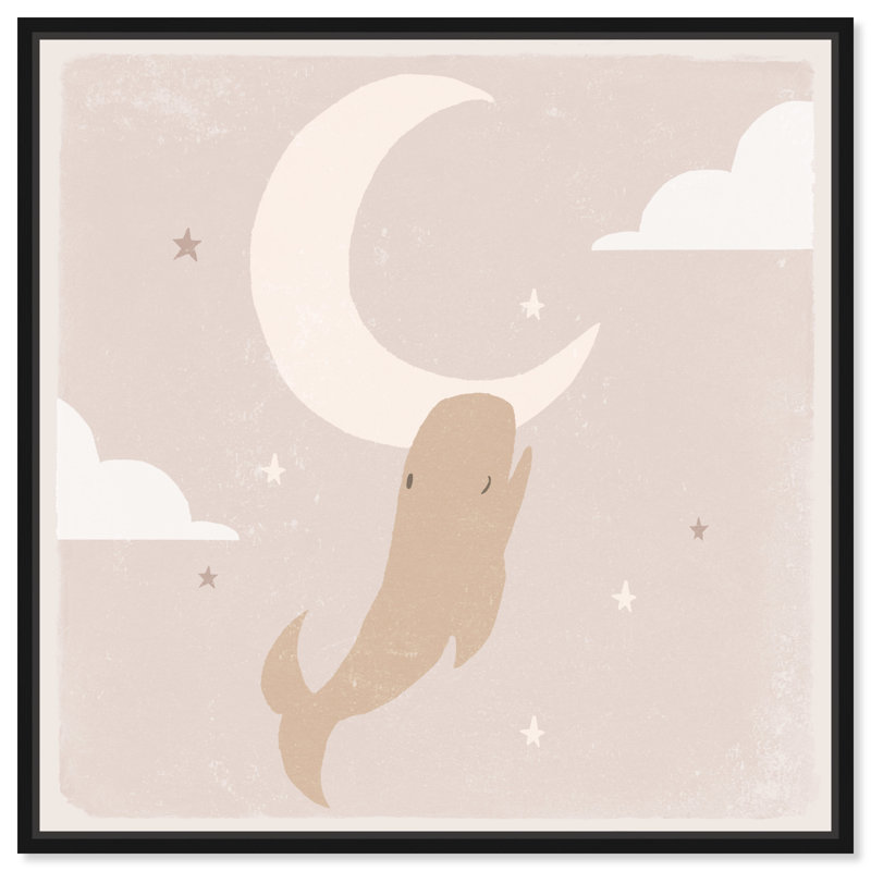 To the Moon - Peinture sur toile, Toile avec cadre noir, Noir, H 12 po x l 12 po