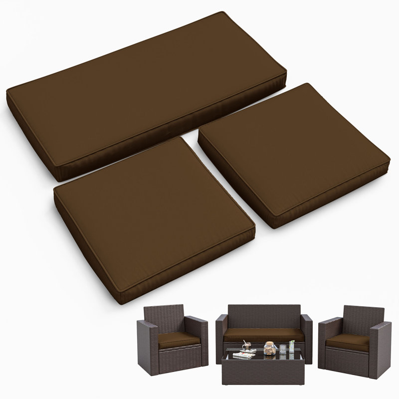 3-Piece Outdoor Seat Cushion Set, Brown
