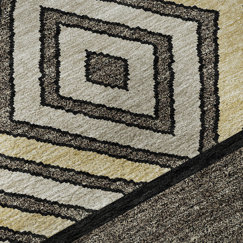 Tapis noir Prisco lavable à la machine de qualité supérieure, Rond 8 pi