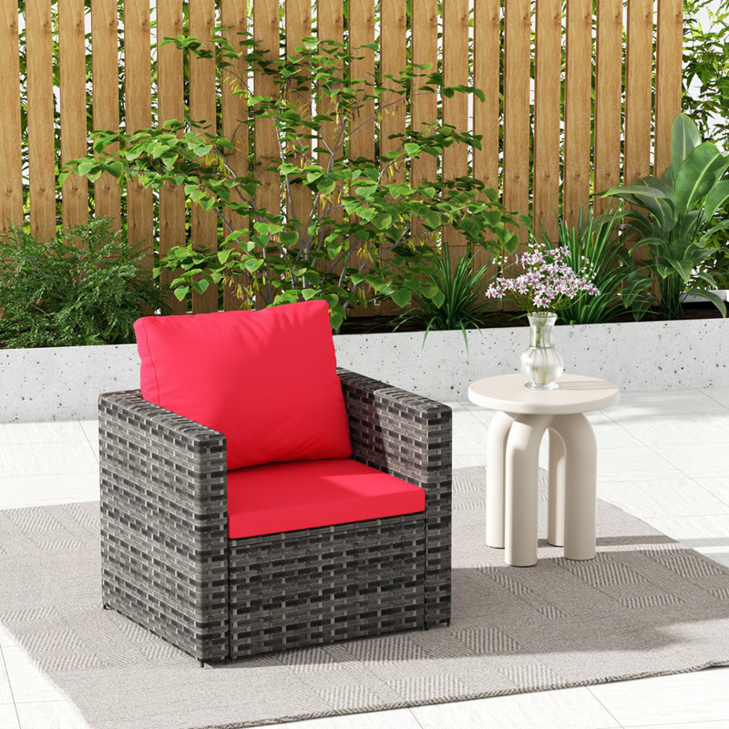 Mobilier de patio durable en osier résistant aux intempéries avec coussins lavables à la machine et dossier courbé pour une mobilité facile