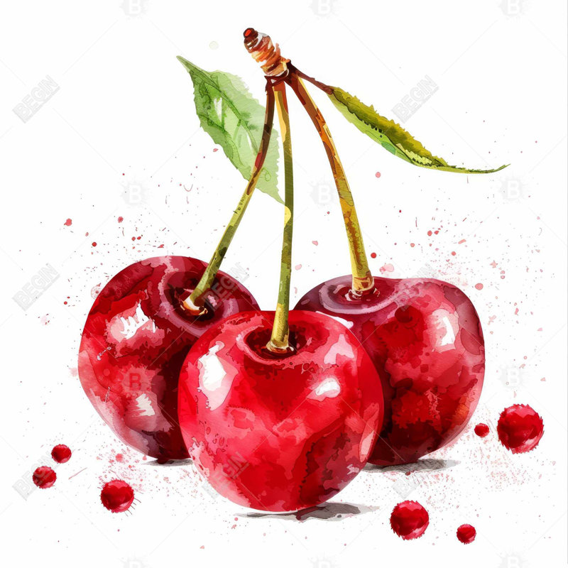 Cherries Beige Framed Canvas | Elegant Home Decor Artwork