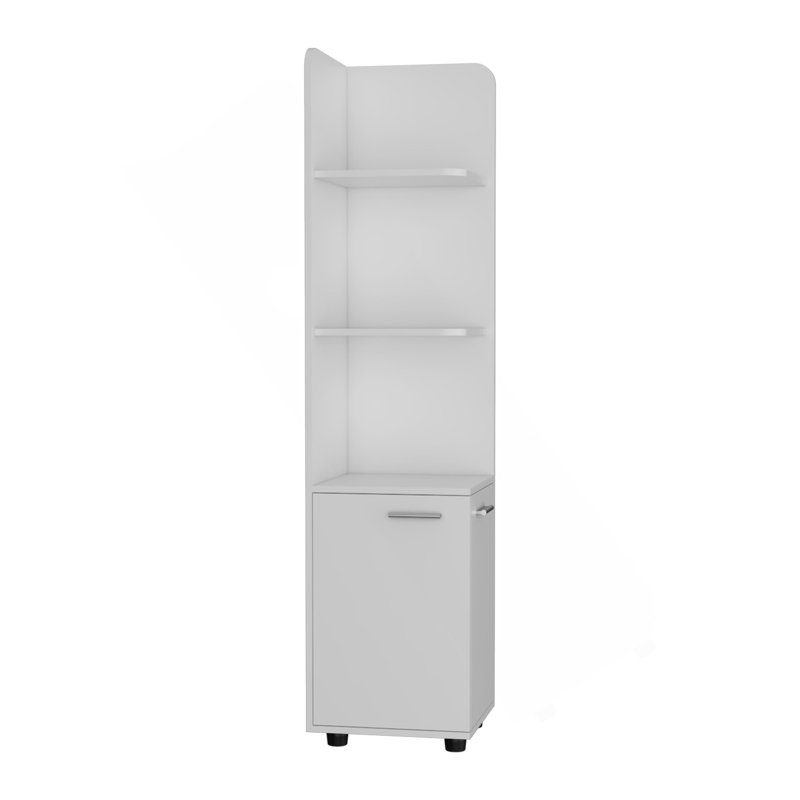 Armoire de coin haute 62H "avec tablette à 3 niveaux et 2 portes, blanc