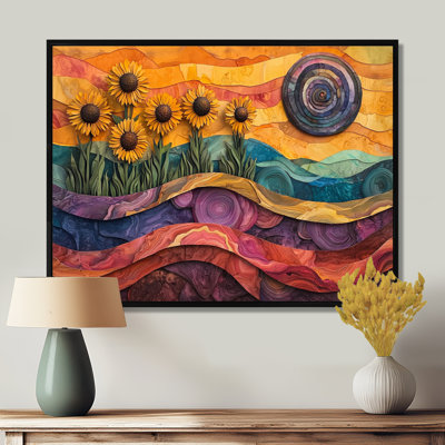 Donnabel Sunflowers Garden At Desert On Slide - Art mural toile de tournesols