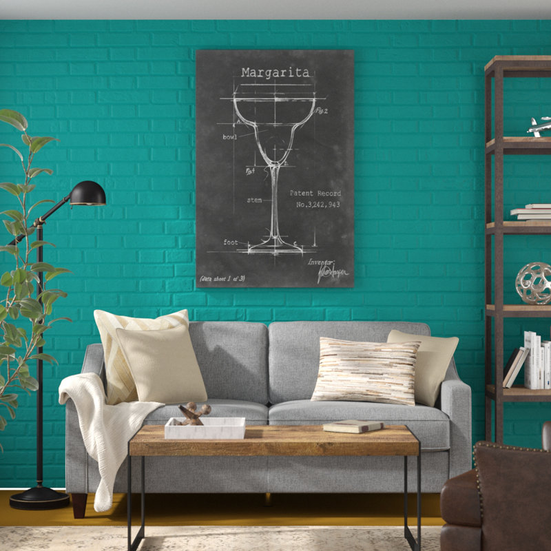 «Barware Blueprint VI» par Ethan Harpe - peinture sur toile tendue, H 48 po x l 32 po